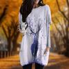 New In Autumn Fallen Deer Print Plus Size Dress Women O'neck Long Sleeves Casual Pocket Dresses