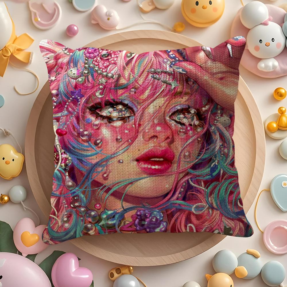 Beautiful Girl With Color Paint Pillow Case Pattern Printed Pillowcase for Living Room Sofa Cushion Cover  Bedroom Decor
