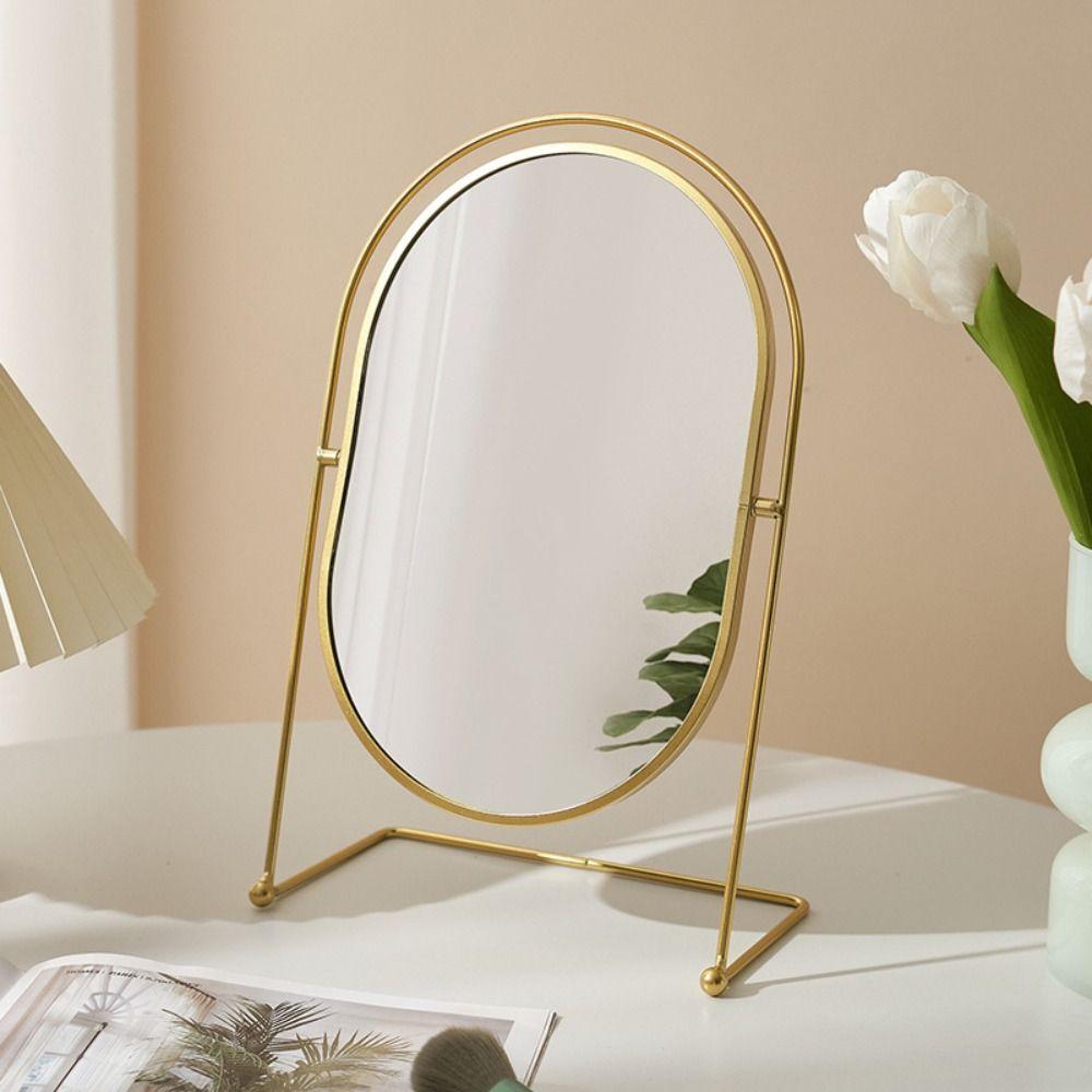 360° Rotatable Vanity Mirror Iron Frame Desktop Stand Mirror Beauty Nordic Makeup Mirror Women