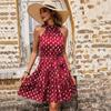 Women's Fashion Summer Spring Polka Dot Print Sleeveless High Waist Casual Dresses