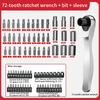 Mini ratchet 72 teeth small flying wrench socket multi-function dual-purpose ratchet screwdriver set