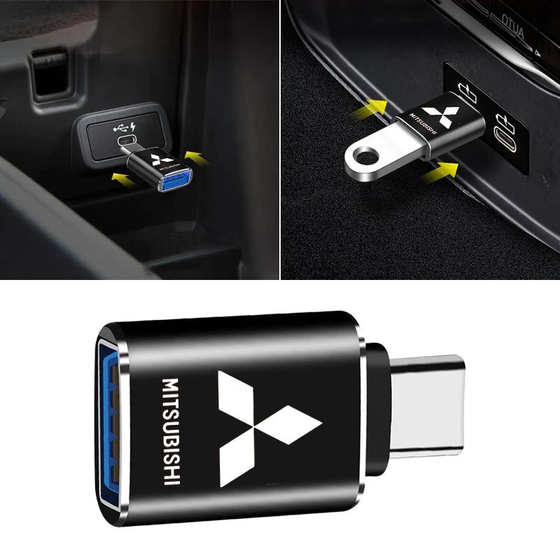 djsc4 Car Usb Type C Cable Converter Charging Adapter For Mitsubishi ASX Lancer Pajero Outlander L200 EVO Lancer EX Car Accessories