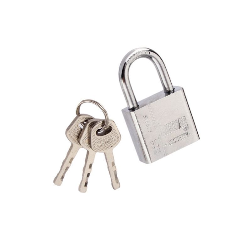 30mm Stainless Steel Padlock 3 Keys Heavy Duty Solid Lock Door Gate Box Safety Waterproof Antirust Home Improvement Hardware 4
