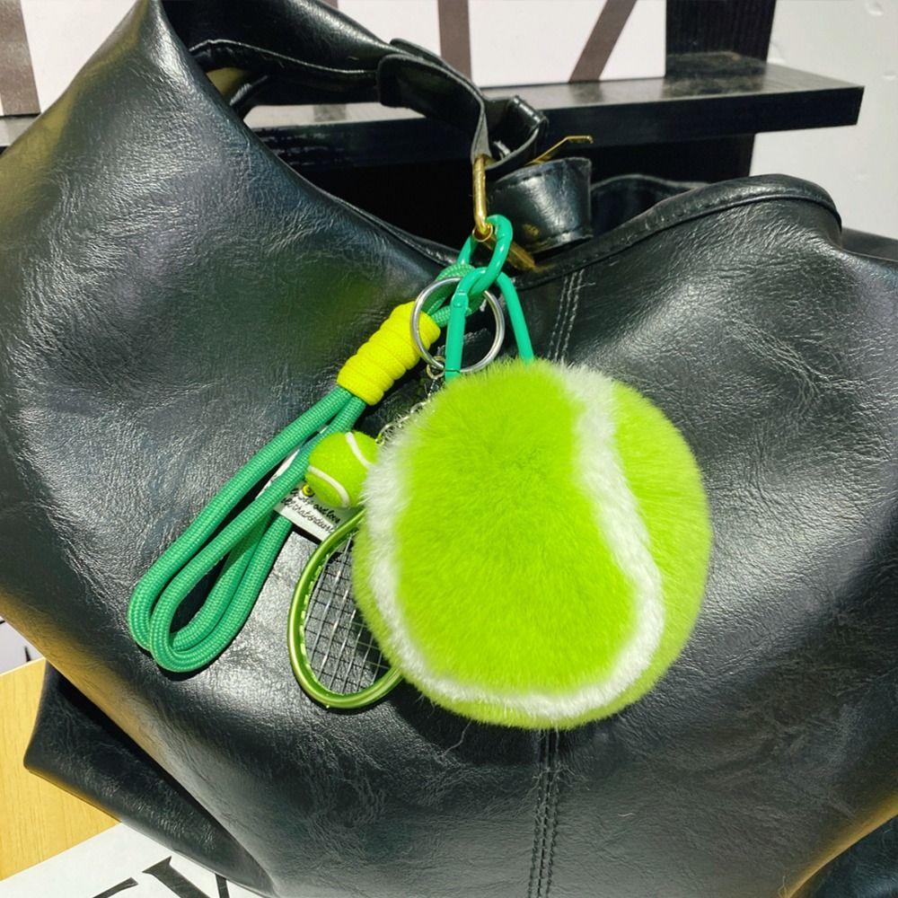Backpack Hanging Tennis Ball Plush Pendant Plush Plush Tennis Keychain  Car Decoration