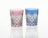 Kagami Crystal Pair Lock Glass 240ml Edo Kiriko Pair Lock Glass Red/Blue TPS370-2943-AB