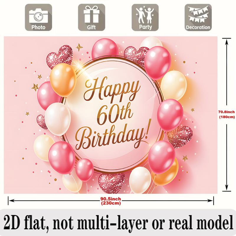 Party Backdrop 60Th Birthday Flat Designed Serves Photos Made Styling Embellishments Adornments Event Backdrop Decoration Birthday Party Decor