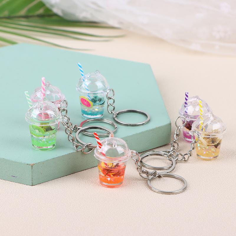 1 шт., креативный мини-светящийся молочный пузырь, чашка чая, брелок для ключей для женщин и мужчин, милая сумка, подвеска, кольцо для ключей от автомобиля, ювелирные изделия, подарки