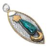 Двухцветный кулон из стерлингового серебра 925 пробы с натуральным драгоценным камнем хризоколла, размер 3,35 дюйма m2c07