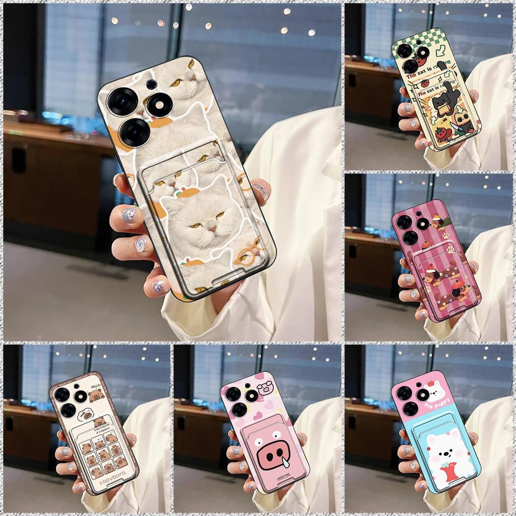 Card slot Anti-knock Phone Case For Tecno Spark 10 Pro/Ki7 Cartoon TPU Card sleeve Fashion Design Dirt-resistant Cute