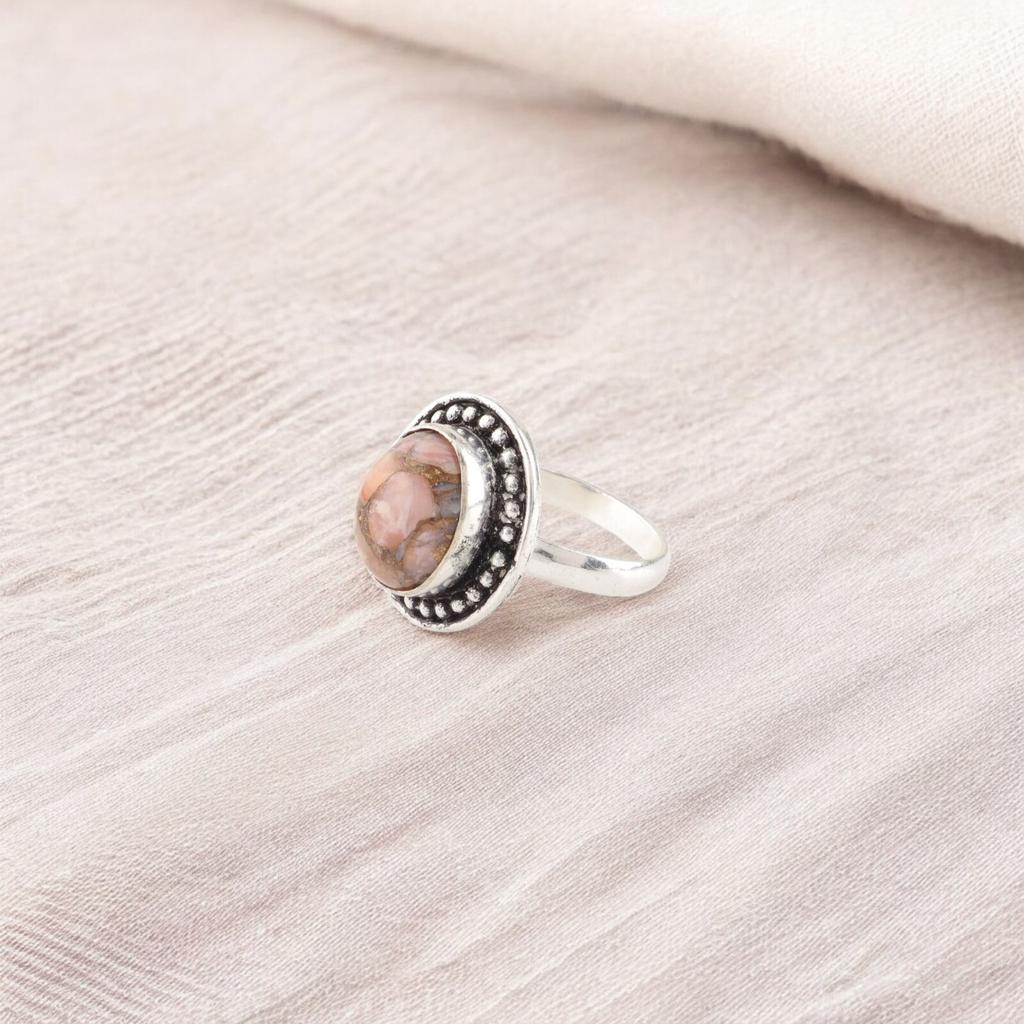 Pink Opal Turquoise Gemstone 925 Sterling Silver Jewelry Handmade Ring For Wife RR-62-46