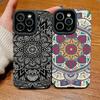 Чехол из кожи с вертикальным зернистым узором и рисунком мандалы, противоударный, мягкий силиконовый, с полной защитой объектива камеры для iPhone