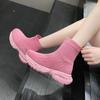 Fashion Autumn New Low Heel Single Boots Women's Fashion Round Head Mesh Cloth Breathable Soft Sole Non-slip Elastic Boots