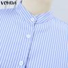 VONDA Женские элегантные полосатые платья-рубашки с коротким рукавом