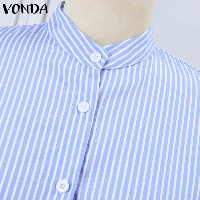 VONDA Женские элегантные полосатые платья-рубашки с коротким рукавом