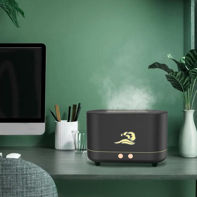 Simulation Aromatherapy Machine Black 225ml 35DB USB Flame Air Diffuser For Coffee Shop Home