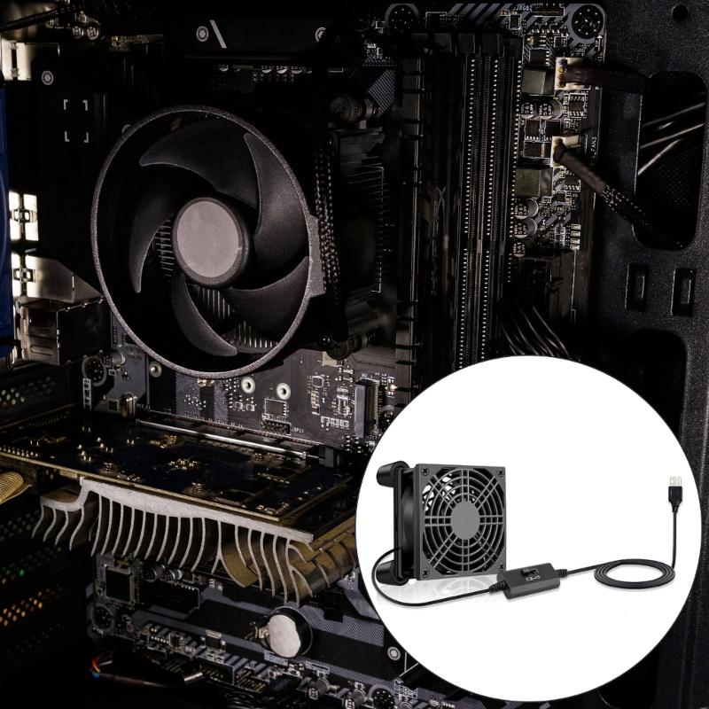 USB 8 см Охлаждающий вентилятор DC5V Низкое энергопотребление Регулируемая скорость Одиночный/Двойной вентилятор Для дома и офиса