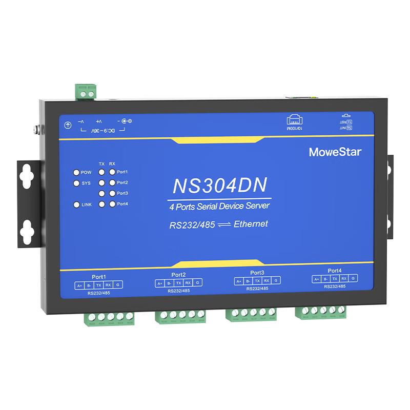 MoweStar 4-Port Industrial Serial to Ethernet Server