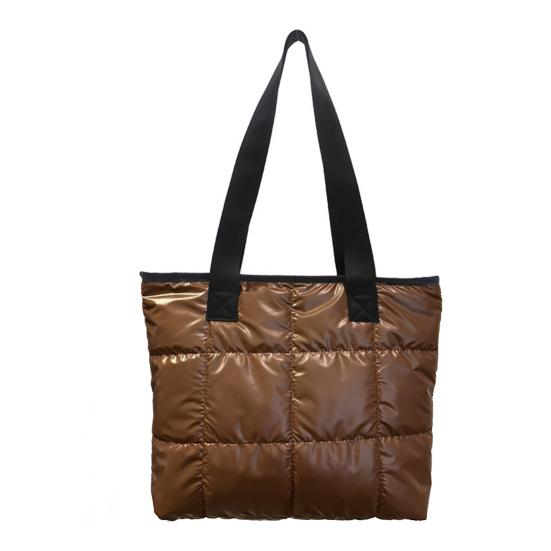 Сумка-тоут женская стеганая на плечо глянцевая пухлая сумочка легкая застежка-молния кошелек для работы путешествий спортзала шопинга