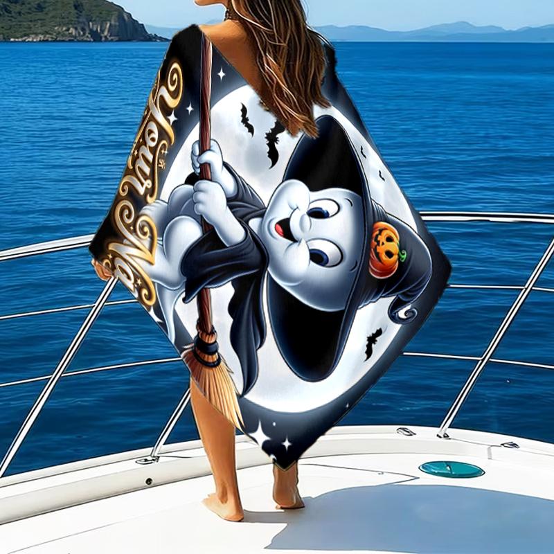 1pc Casper Beach Towel with Custom Name, Beach and Seaside Swimming Pool Equipment, Fashion Pattern, Rectangular, Travel Essential