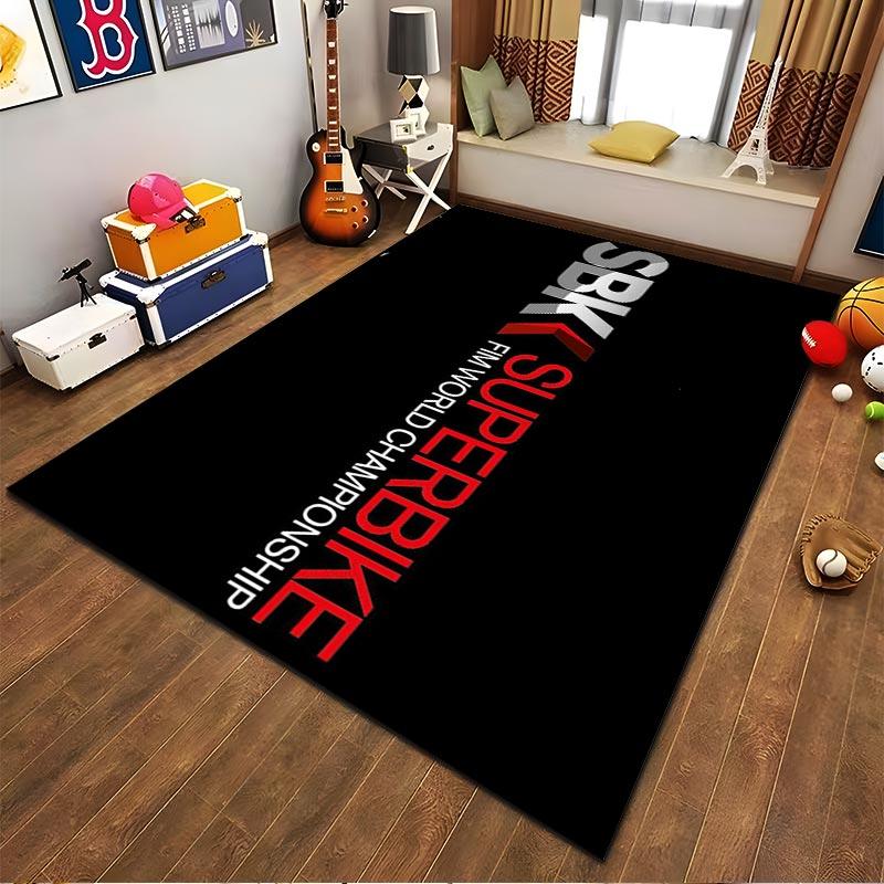 "Black Carpet Design with SBK Superbikes Racing Championship Text" Suitable for use as an anti-slip for living room bedroom sofas