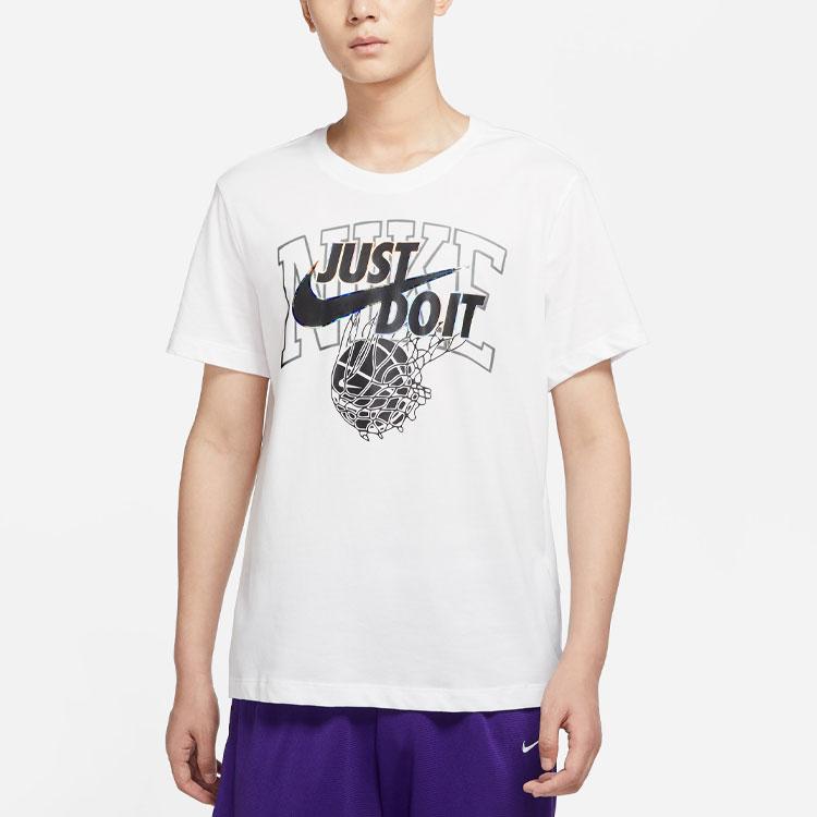 Nike Just Do It Logo Print Crew Neck Short Sleeve T-Shirt Men Tops White DR7640-100