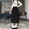 Knitted Pleated Skirt for Women Mid Length High Waisted and Slimming A-line Skirt