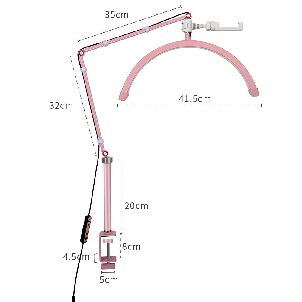 Andoer HD-M3X Настольный светодиодный светильник для видеосъемки в форме полумесяца, заполняющий свет 3000K-6000K с регулируемой яркостью и C-образным зажимом