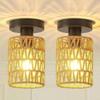 Weaving Design Woven Lampshade Hanging Light Fixture Vintage Lampshade Vintage Style Cane Inspired Light Fixture Home Decoration