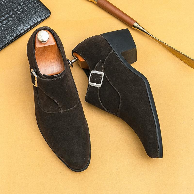 Мужская обувь большого размера 46 кожаная обувь модная платформа повседневная кожаная обувь тренд парикмахера ретро высокий каблук остроносая кожаная обувь