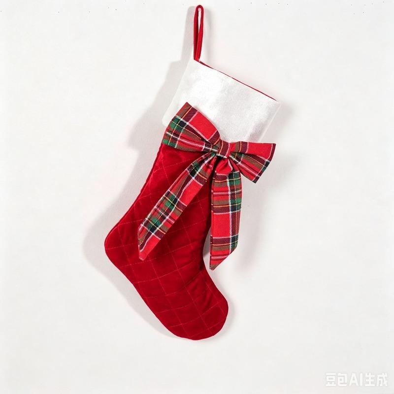 Christmas stockings 18-inch bow plaid style, popular fireplace hanging bag in Europe and America, Christmas tree decoration gift bag, three styles
