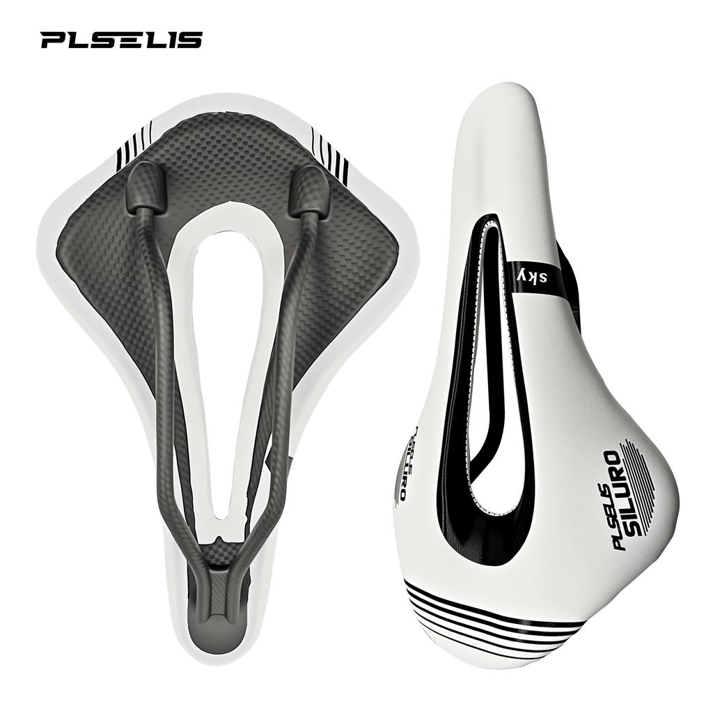 Plselis Carbon Fiber Road Bike Seat Lightweight Hollow Breathable Design 130g Road Bike Saddle Riding Accessories