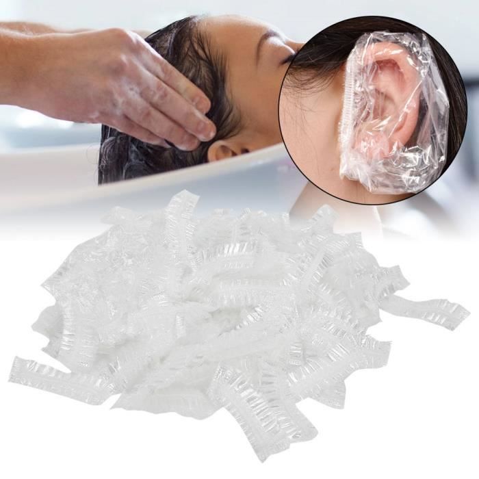 Couvre-oreilles pour douche - Compact 100 pcs - Léger et pliable - Élastique réglable - Imperméable PE