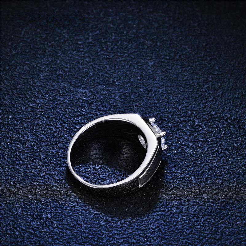 Кольцо с матовым муассанитом с четырьмя зубцами, 1 карат, чистота VVS1, ультра белое сверкающее кольцо с бриллиантом цвета D, мужское ювелирное изделие из стерлингового серебра