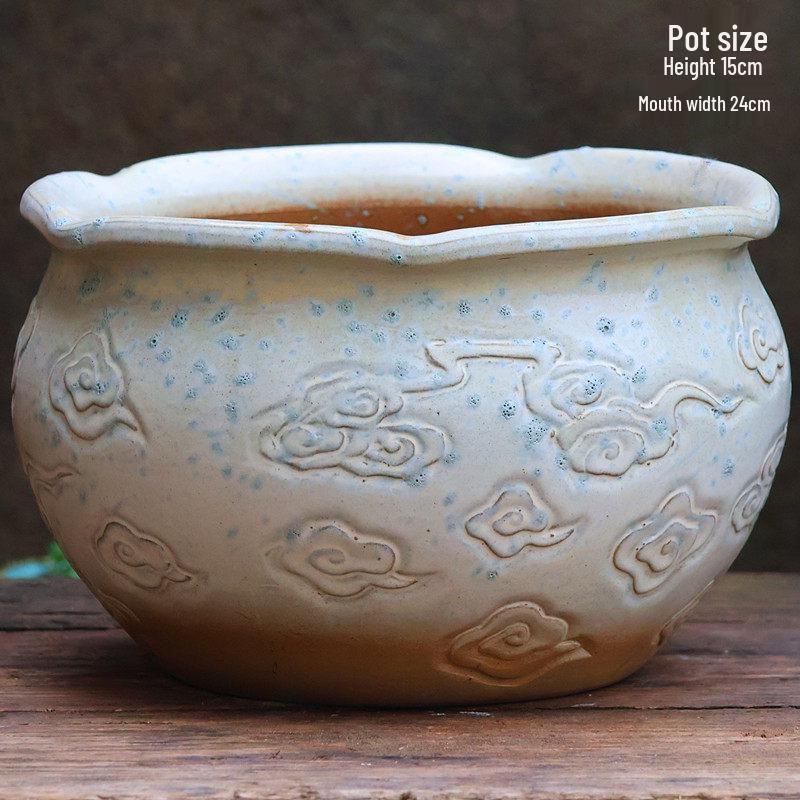 Large Coarse Pottery Green Planter: Ceramic Flower Pot for Succulents, Orchids, and Plants
