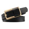 Metal Buckle Genuine Leather Belt Solid Color Women Waistband Adjustable Thin Waist Belt  Students