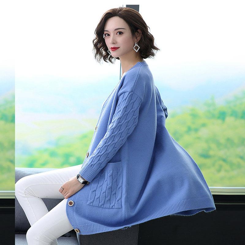 Женский винтажный вязаный кардиган, тонкий свитер с V-образным вырезом, однобортный тонкий свитер, повседневный трикотаж, свободная верхняя одежда для поездок на работу, осень