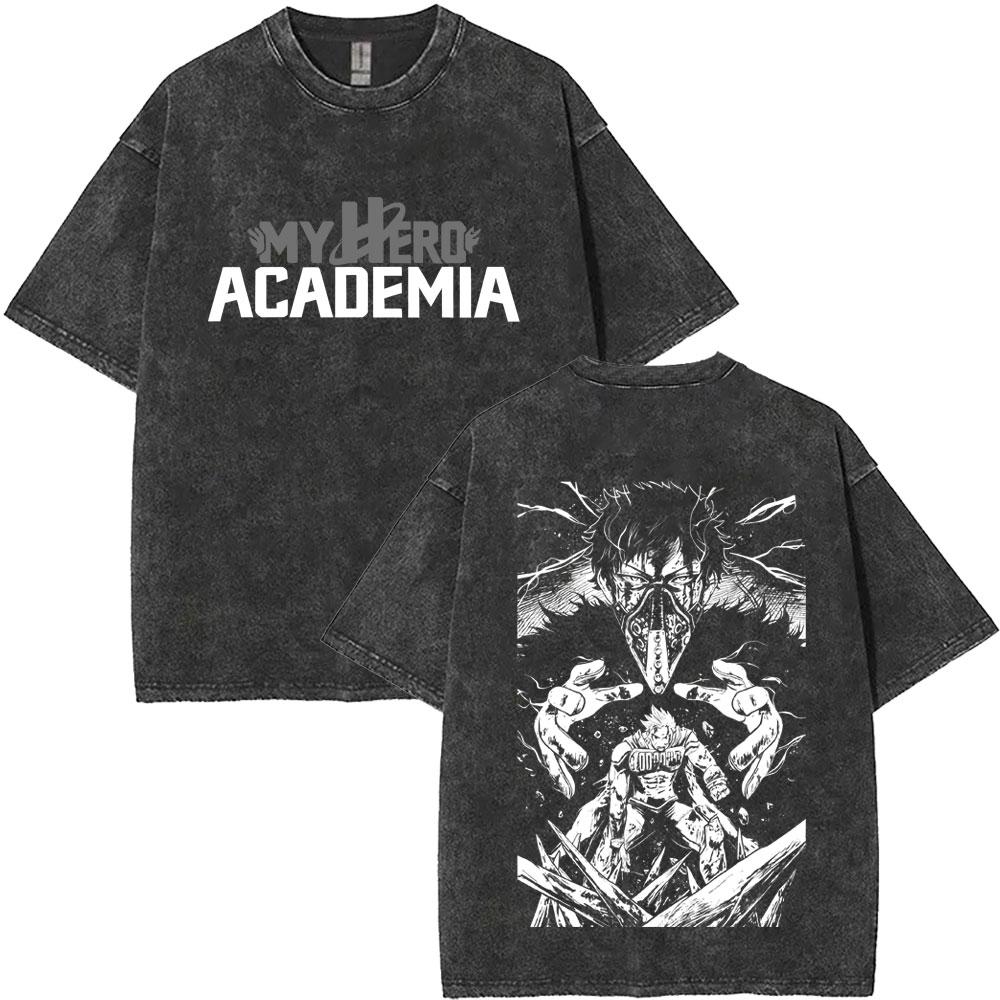 Washed Vintage Anime My Hero Academia All Might Plus Ultra Gym Graphic T Shirt Men Women Fitness Casual Cotton Short Sleeve Tees