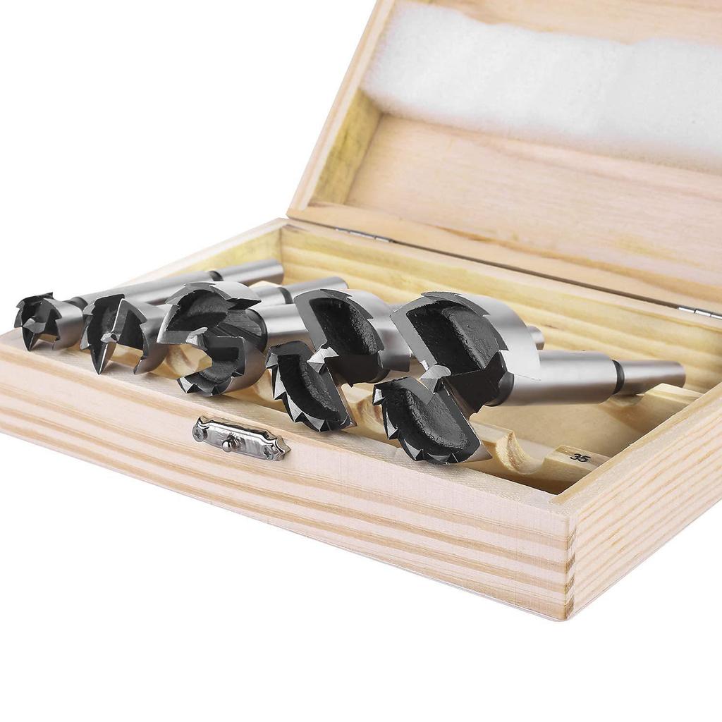 16-Piece Woodworking Drill Set: Includes Round Punch, Hinge Drill, Multi-Tooth Flat Wing Drill, Reamer & Door Lock Tools.