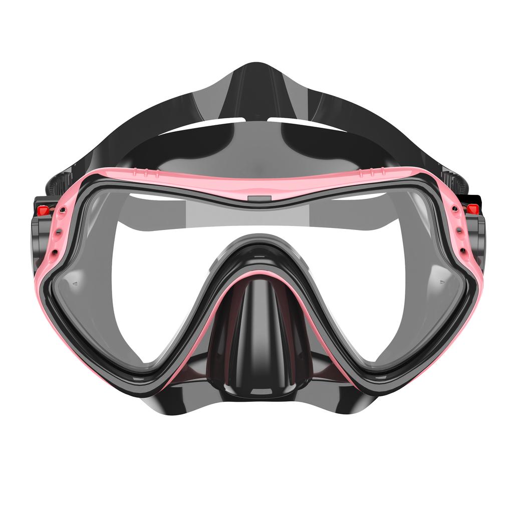Diving Mask Swimming Goggles Scuba Snorkel Silicone Skirt Tempered Glass Panoramic HD for Adult Youth Anti-Fog with Nose Cover