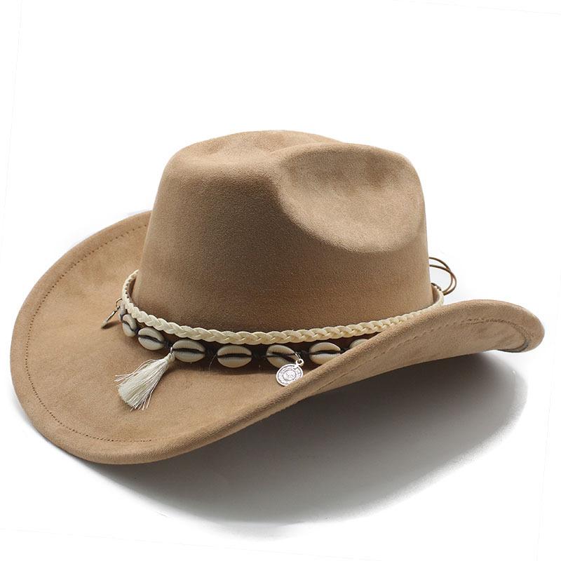 White Fringed Decorative Suede Fleece Warped Edge Western Cowboy Hat Men And Women Outdoor Curled Brim Ethnic Style Top Hat Felt Hat