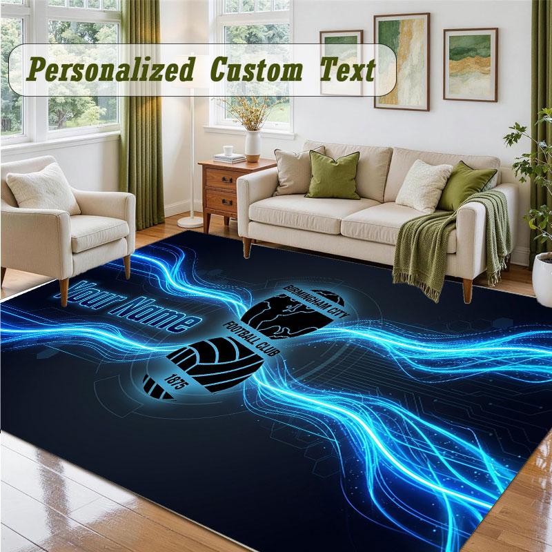 Crystal Velvet Square Rug Custom NameBIRMINGHAM CITY Pattern Non Slip Home Floor Decor Rug