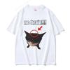 Funny Cat No Brain Graphic Print Cotton Summer T Shirts Men Joke Humor Cute Kawaii Meme T-shirts Women Casual Tees Short Sleeve