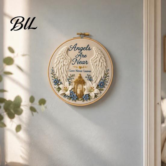 Creative Crafting Kit Memorial Embroidery for Beginners, Pre-Stamped Pattern Starter Beginner Tutorial Needlepoint with Hoop, Threads, Needles
