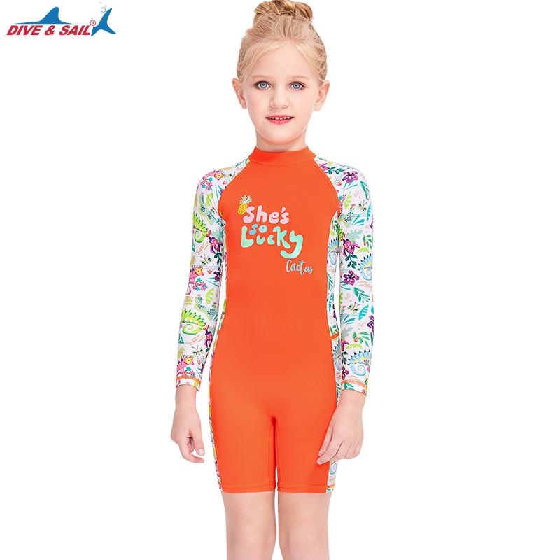 Новый детский купальник с защитой от солнца, слитный купальник, пляжный купальник с длинными рукавами, быстросохнущий, для снорклинга, от медуз, гидрокостюм для дайвинга