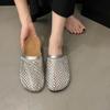 Hollow Bag Head Slippers Women's 2025 New Fashion Versatile Full Diamond Flat Bottom Cool Slippers Summer Cool Lazy Drag