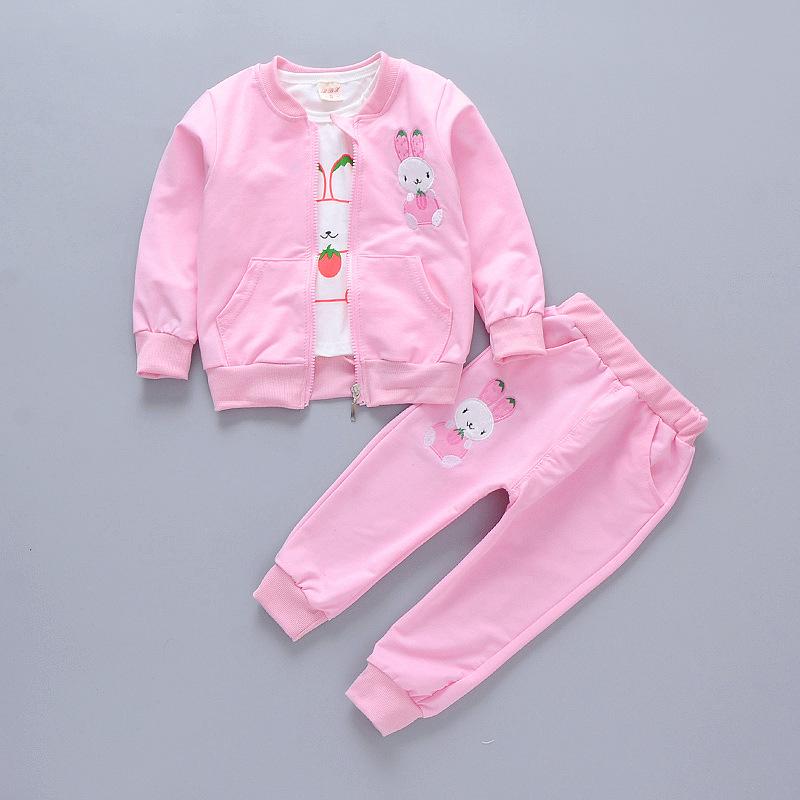 Baby Girl Fall Print Set Girl Clothes Three-piece Children's Clothes Fashion Outerwear