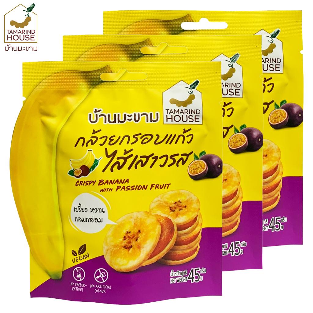 Tamarind House Crispy Banana with Fruits, Passion Fruit, Тамаринд, Пряный Тамаринд, 45 г. х 1/3 шт - Тайская закуска
