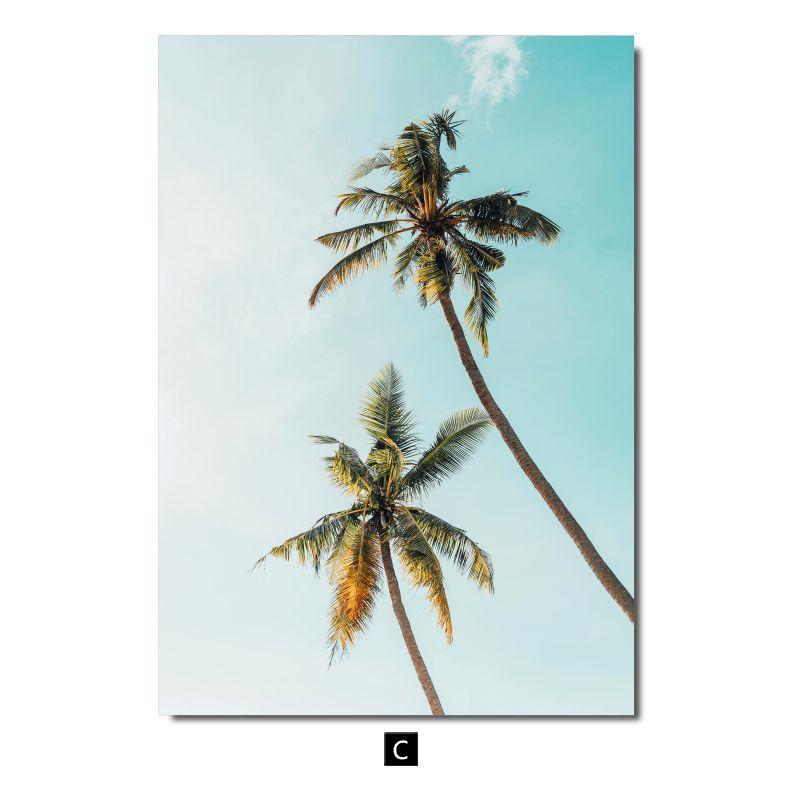 Современный небольшой свежий пейзажный постер, украшение, картина, чайка, кокосовая пальма, морская черепаха, природный пейзаж, настенная картина для гостиной