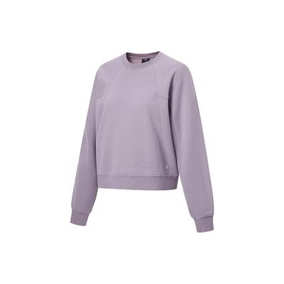 Li Ning Fitness Series однотонный свитер с круглым вырезом и толстовка женская Luo-Dian-Purple AWDT788-4
