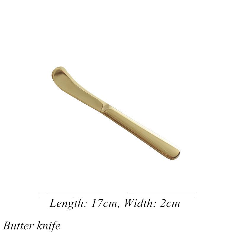 Роскошная золотая посуда из нержавеющей стали, нож, вилка, ложка, стейк, рыбный ужин, десерт, салат, кофе, столовая